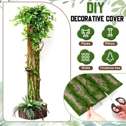Suncalla Artificial Moss Bark 11.8 x 11.8 inches Tree Plants Bark DIY for Tree Collar Sewer Decoration Water Pipe Pillar Cover Indoor Wall Garden Decor