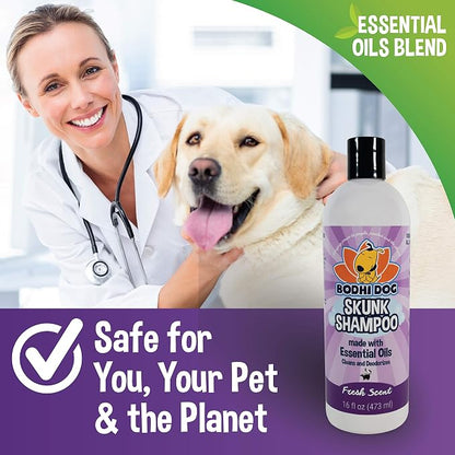 Bodhi Dog Skunk Shampoo | Skunk Smell Odor Remover Cleans & Deodorizes Using Essential Oils for Dogs & Cats | Made in USA | 16oz (473ml)