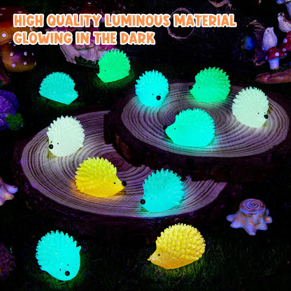 SYWHXY 120PCS Luminous Mini Resin Hedgehogs Cute Miniature Hedgehog Figures Glow in The Dark, Tiny Resin Hedgehogs Animals for Dollhouse Micro Landscape DIY Home Outdoor Decor