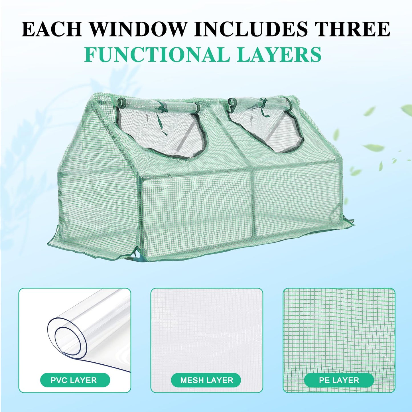 BPS 6x3x3 FT 3-in-1 Mini Greenhouse Kit, Small Greenhouse with Triple-Layer Window for All-Season Vegetable and Plant Growing