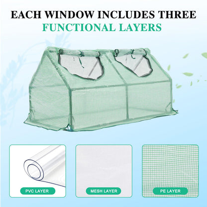 BPS 6x3x3 FT 3-in-1 Mini Greenhouse Kit, Small Greenhouse with Triple-Layer Window for All-Season Vegetable and Plant Growing