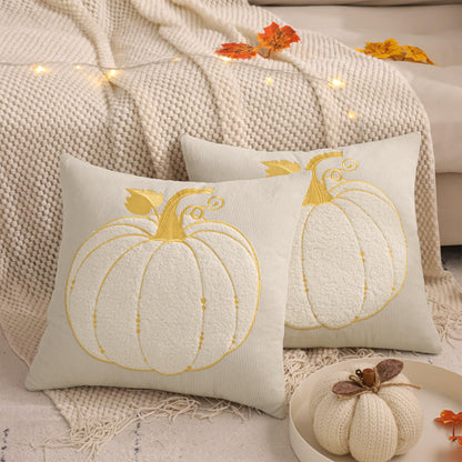 LUOYEHK Halloween Pillow Covers 18x18 Set of 2 Fall Pumpkin Decorative Throw Pillow Covers Thanksgiving Farmhouse Corduroy Cushion Covers for Couch Sofa Bed