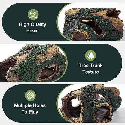 Resin Tree Trunk Aquarium Hideout Decoration, Driftwood Betta Fish Tank Cave, Non Toxic Safe Aquarium Ornament Decorations for Shrimp, Reptile Terrarium Cave Hide Accessories (Trunk)