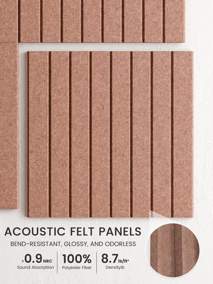 Bumusty Large Cork Board Alternative-48 x 36" Felt Bulletin Board Tiles, with 30 Pushpins, 70 Adhesive Tabs, Fine-Stripe 12-Pack, Cork Boards for Office Push Pin Board Felt Board-Terracotta
