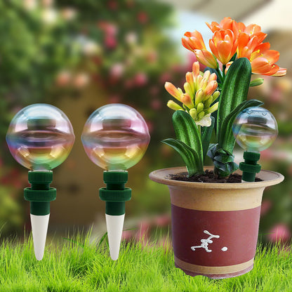 Floreevo 2 Pack Glass Self-Watering Globes for Plants, 6oz Automatic Plant Waterer Bulbs with Terracotta Slow Release Spikes, Vacation Indoor Outdoor Houseplant Watering Devices