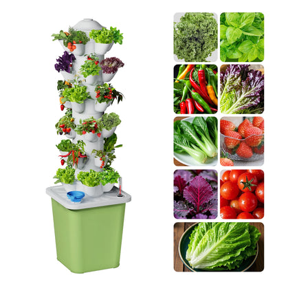 RFnongye Hydroponics Growing System Kit, 30 Pots Vertical Garden Planter with Pump and Timer, Hydropoic Tower for Soilless Cultivation Herbs Fruits Vegetables, Plant Gift for Gardening Lover(No Seed)