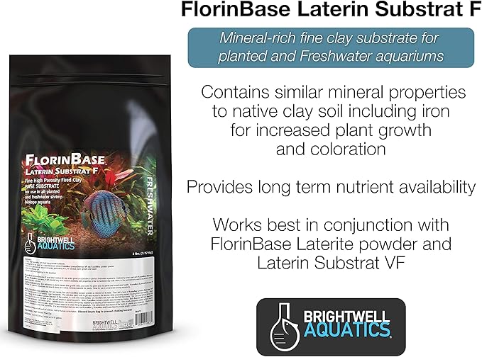 Brightwell Aquatics FlorinBase Laterin Substrat F - Fine Granular High Porosity Clay Base Substrate for Planted and Freshwater Shrimp Aquaria, 25 lbs, Model:FBSF25