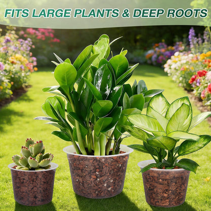 GUGEMEI 12/10/8 Inch Clear Nursery Pots with Drainage Holes, 12 Pack Flexible Large Plant Pots for Plants, Plastic Clear Pots for Seedling, Shrubs, Herbs, Flowers, Vegetables