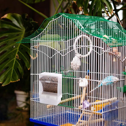 Cabilock No Mess Automatic Bird Food Box 450 Gram with Splash-Proof Design for Cage Parrot Feeding Station, Sturdy Seed Dispenser Suitable for Doves and Small Birds