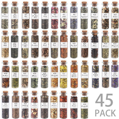 45-Bottle Dried Herbs Kit for Witchcraft, Wicca Altar and Magic Spells