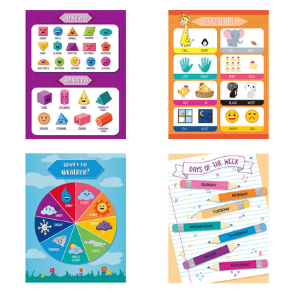 Youngever 13 Pack Laminated Educational Preschool Posters for Toddlers and Kids, Learning Posters, Classroom Posters, Teaching Posters, Alphabet ABC Posters, with Solar System (16 x 11 inch)