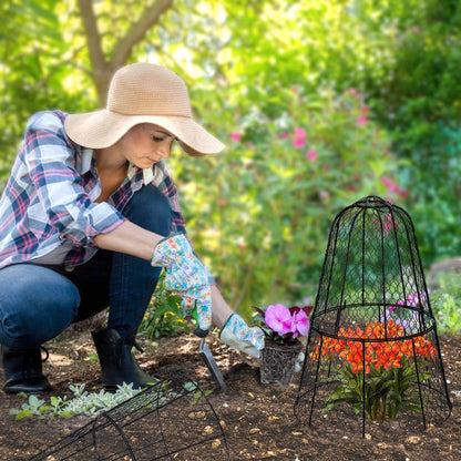 Cloche Plant Protectors from Animals - 17.3"Hx11.8"D Chicken Wire Plant Covers with Removable Flip-Top Design, Rustproof Metal Garden Cloches Keep Rabbits, Squirrels, Deers, Birds Out - 5 Pack