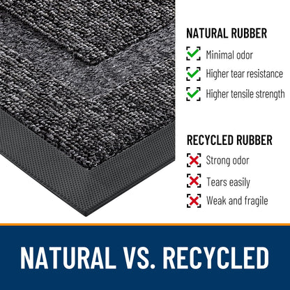 OLANLY Front Door Mat Indoor Outdoor Entrance, Waterproof All-Season, All-Weather Doormat, Sturdy Natural Rubber, Low Profile, Easy Clean Patio Porch Entryway Mat, 29.5x17, Black and White