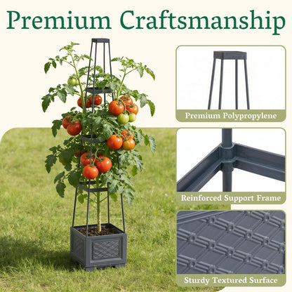 Chirpartti Rolling Tomato Planter with Trellis | Self-Watering Raised Garden Bed Tomato Pots for Growing Tomatoes | Planter Box with Trellis with Wheels for Climbing Plants Greenhouse Indoor Outdoor