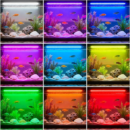 Submersible Aquarium Light for Fish Tank: Full Spectrum Underwater Fish Tank Light with Dimming 8 Colors - COB LED Aquarium Lights with Remote and Suction for 7.8 Inch Saltwater Freshwater Tanks