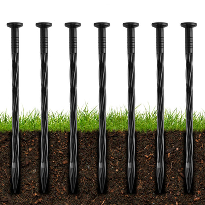 100Pcs 8-Inch Plastic Landscape Edging Spikes, Spiral Anchoring Nails for Weed Barrier, Paver Edging, Landscape Edging, Artificial Turf, Grass Pathways, and More