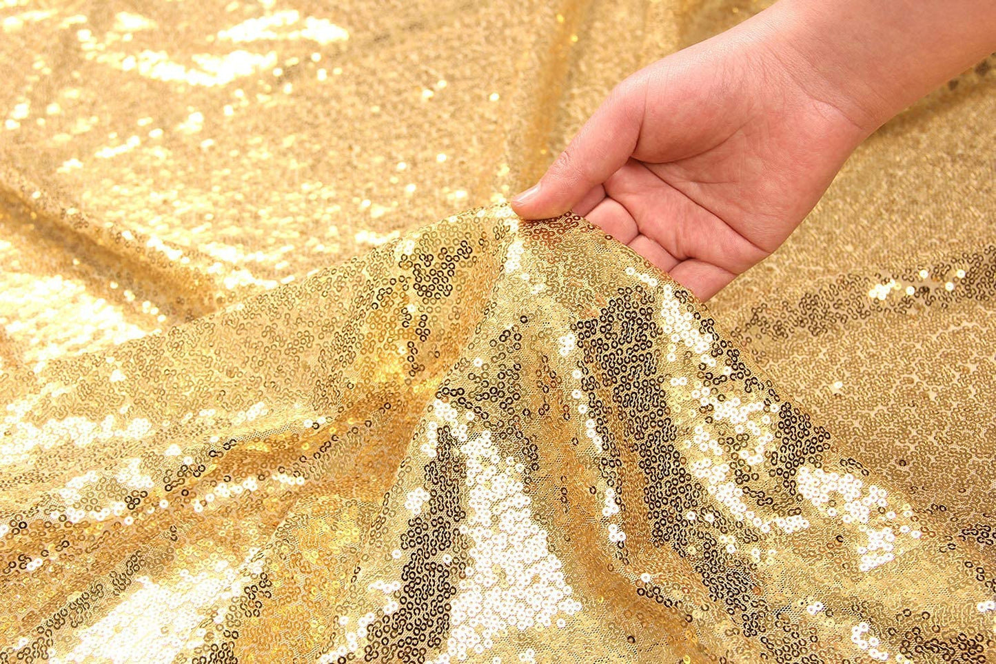 PartyDelight Sequin Table Skirt 9ft Gold for Round/Rectangle/SquareTables for Birthday Party Wedding Christmas