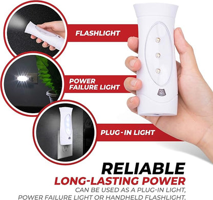 Amerelle LED Emergency Lights for Home Power Failure, 6 Pack - Triple Function Power Failure Light and Plug in Flashlight Combo, with Rechargeable Battery - Be Snow Storm & Hurricane Ready (71134)