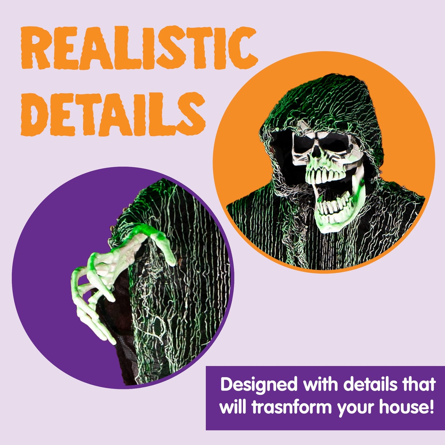 JOYIN Halloween Hanging Grim Reapers (3 Pcs), One 47” and Two 35” Grim Reapers, Halloween Skeleton Flying Ghost for Haunted House Prop Décor, Outdoor Indoor Decor