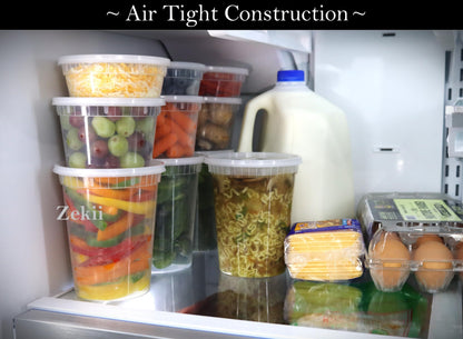 Zekii EXTRA THICK Deli Containers with Lids, [48Sets 8oz] Soup Containers w/Lids Airtight, Disposable, BPA Free, Takeout soup Cups, Meal Prep, Food Storage Containers with Measurements