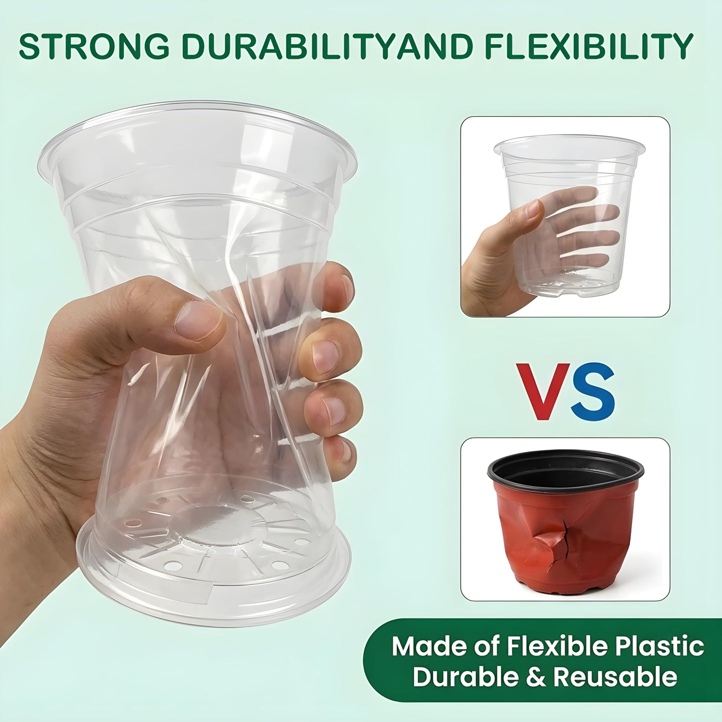 JADENIO 7/8/10 Inch Clear Nursery Pots with Drainage Holes, 15 Pack Plastic Plant Pots, Indoor & Outdoor Use, Ideal for Flowers, Vegetable Seedlings and Seed Starting
