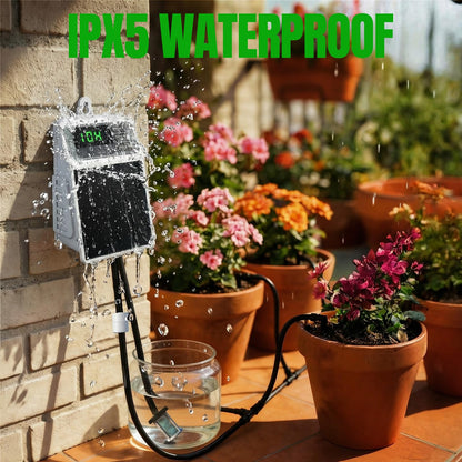 Solar Automatic Drip Irrigation System, Auto Self Watering Kit, Solar Powered Watering Device with Timer for Pots Plants, Indoor/Outdoor Irrigation System for Garden, Balcony & Patio Watering System