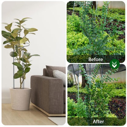 Linyona 32 inch Plant Support Stakes, 10 Pack Half Round Metal Garden Plant Stake Heavy-Duty Plant Support Ring and Cage with Plant Clip & Twist Tie for Indoor and Outdoor Plants, Vegetable, Flowers