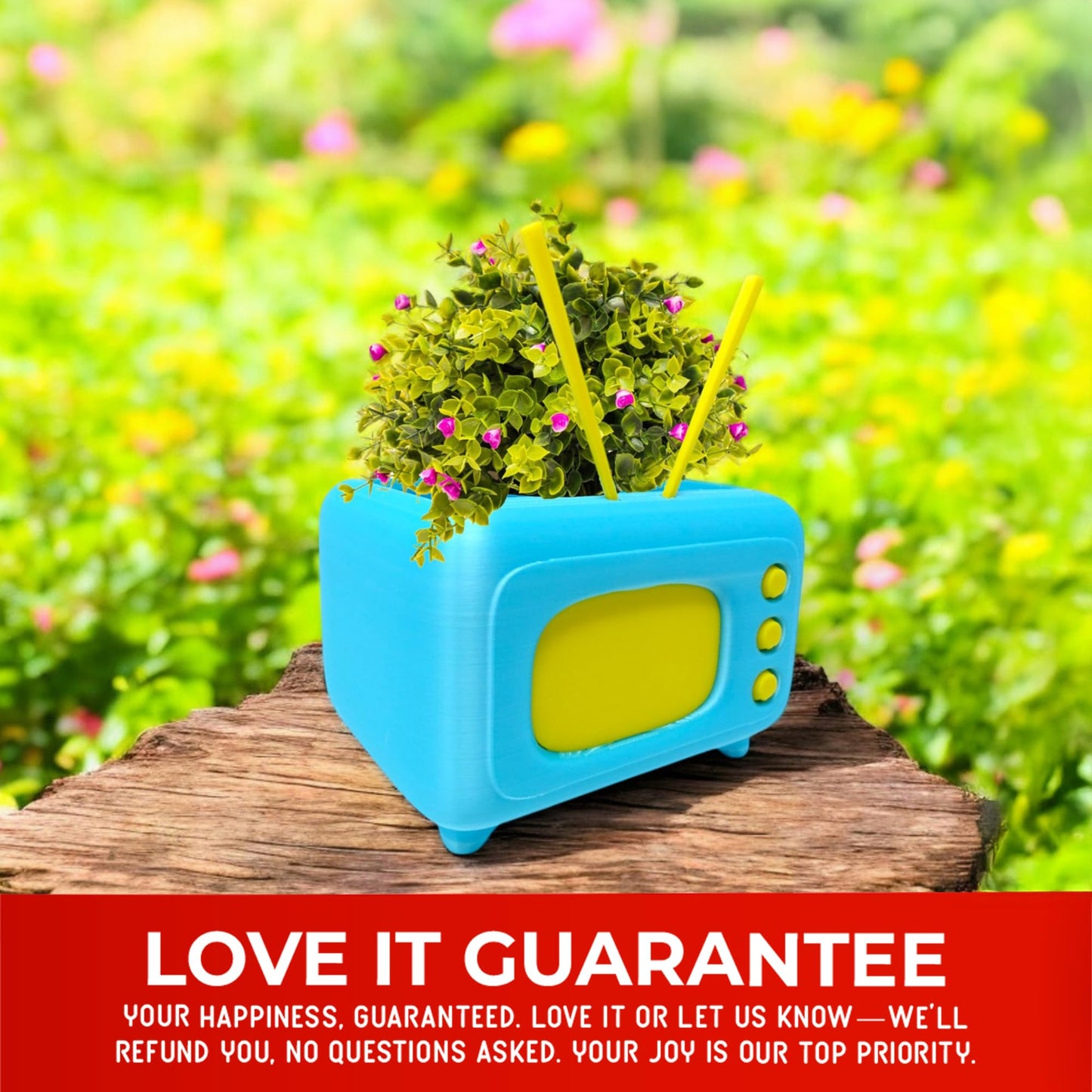 Mini Retro TV Succulent Planter – Funny 3D Printed Pot for Air Plants or Cactus, Unique Kawaii Desk Decor, Novelty Gift Idea for Plant Lovers, Office Display, Dorm Shelf, Home Accent