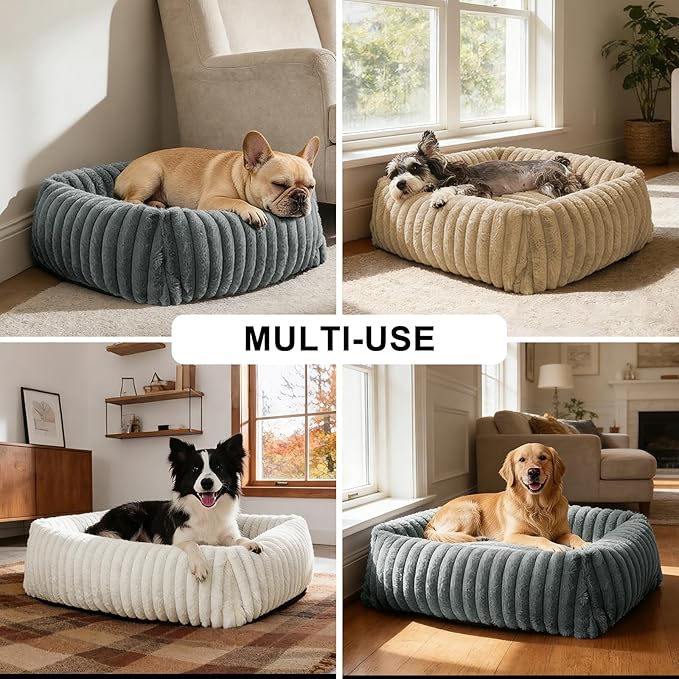 FURTIME Dog Bed for Small Dogs, Washable Orthopedic Dog Bed with Removable Cover, Rectangle Soft Calming Sleeping Puppy Bed Durable Pet Cuddler with Anti-Slip Bottom