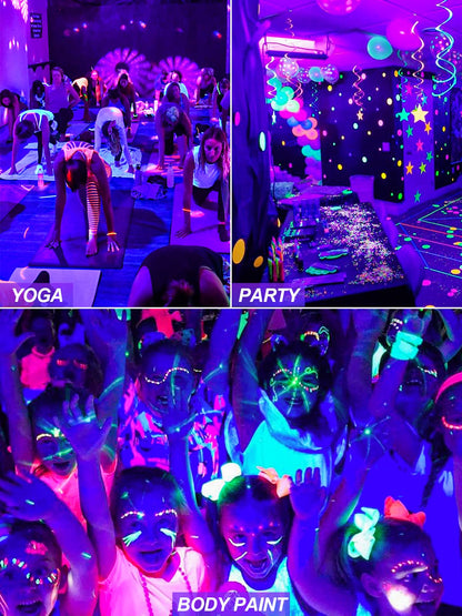 DOREIO Halloween 120V Blacklight Spotlight 15W Outdoor LED Landscape Lighting Dusk to Dawn Photocell Light Sensor with US Plug for Glow Dance Party, Body Paint, Fluorescent Poster, Neon Glow(1 Pack)