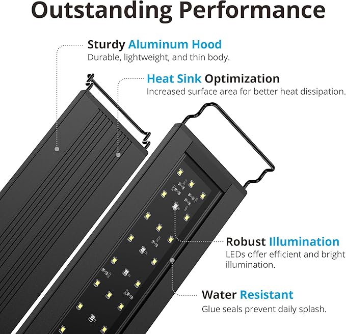 NICREW C10 Plants LED Aquarium Light, 12-18 in, 9 Watts, Full Spectrum Fish Tank Light with Timer, Day and Night Cycle, Brightness Adjustable