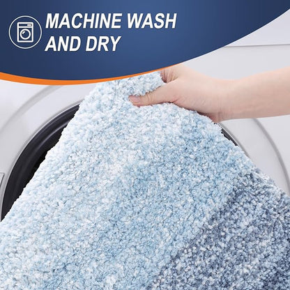 OLANLY Large Bathroom Rugs Mat 40x32, Extra Soft Absorbent Microfiber Bath Rugs, Rubber Backing, Quick Dry, Machine Washable Bath Mats for Bathroom Floor, Tub and Shower, Home Decor Accessories, Blue
