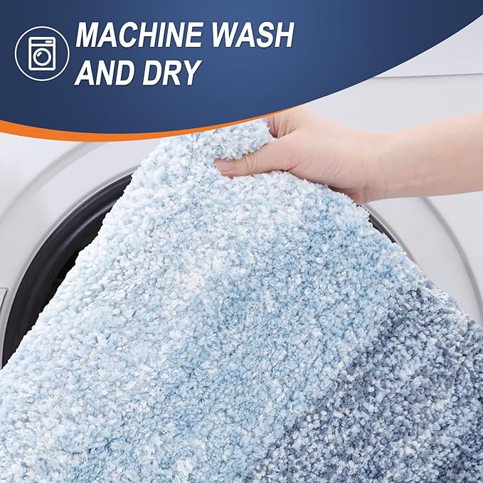 OLANLY Large Bathroom Rugs Mat 45x27, Extra Soft Absorbent Microfiber Bath Rugs, Rubber Backing, Quick Dry, Machine Washable Bath Mats for Bathroom Floor, Tub and Shower, Home Decor Accessories, Blue