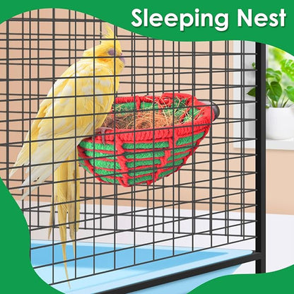 KATUMO Bird Nest, 5.3in Cockatiel Breeding Nest Parakeet Bed with Natural Coconut Fiber Bedding for Budgie, Parakeet, Cockatiel, Conure, Lovebird, Canary, Finch, Small Birds