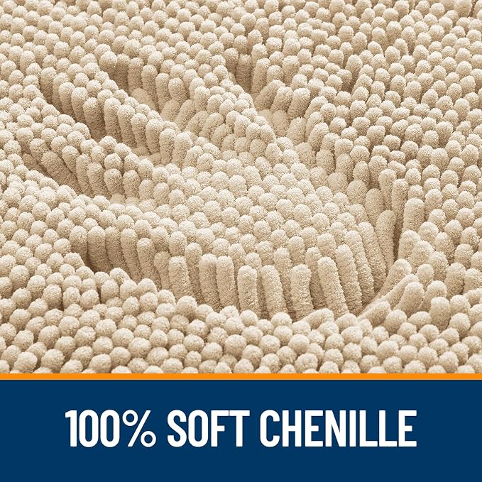 OLANLY Small Bathroom Rugs 24x16, Extra Soft Absorbent Chenille Bath Rugs, Rubber Backing Quick Dry, Machine Washable Bath Mats for Bathroom Floor, Tub and Shower, Home Decor Accessories, Beige
