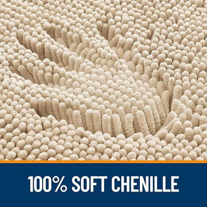 OLANLY Large Bathroom Rugs 45x27, Extra Soft Absorbent Chenille Bath Rugs, Rubber Backing Quick Dry, Machine Washable Bath Mats for Bathroom Floor, Tub and Shower, Home Decor Accessories, Beige