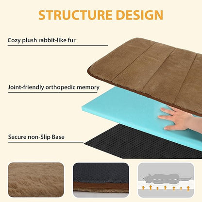Dog Crate Pad for XX Large Dog - 47x29 Memory Foam Dog Bed, Washable & Anti-Slip Dog Bed Mat, Ultra Soft Kennel Pad for Dogs Cozy Sleeping Mat, Khaki