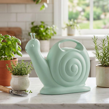 Union Products Snail Watering Can with Built-in Handle, 1.8L Capacity, Light Green - Ideal for Houseplants, Herbs, and Small Garden Beds