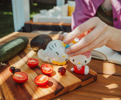 Sanrio Hello Kitty and Mimmy Ceramic Salt and Pepper Shakers, Set of 2 | Spice Dispenser Storage Canisters