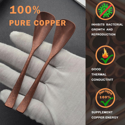 Purecopper 4.33-Inch Vintage Teaspoon, Hand-Forged Antique Copper Spoon, Suitable for Stirring Coffee and Desserts, Cakes, Ice Cream (4)
