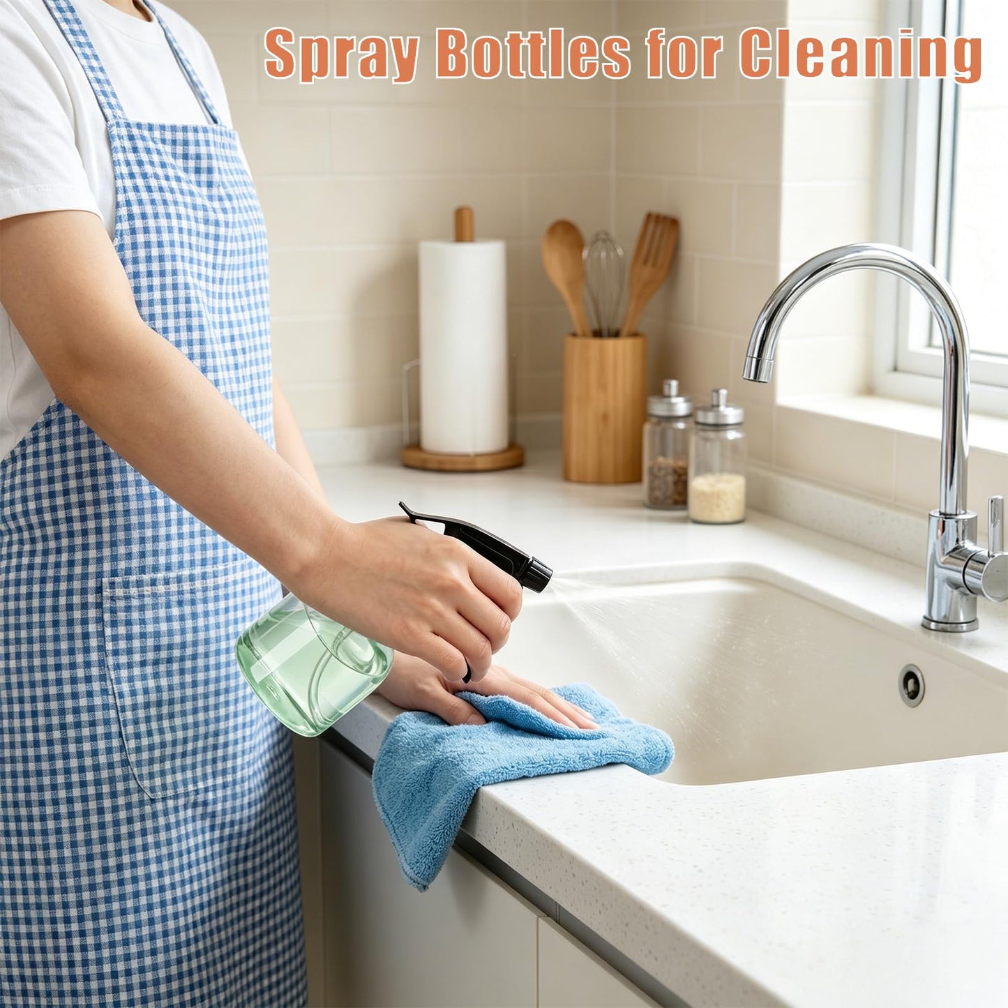 Bekith 12 Pack 8 Oz Empty Plastic Spray Bottle with Black Trigger Sprayers - Adjustable Head Sprayer from Fine to Stream - Refillable Sprayer for Water, Kitchen, Bath, Beauty, Hair, and Cleaning