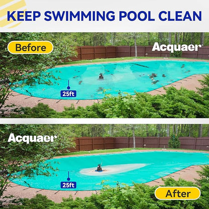 Acquaer 1/3 HP Automatic Swimming Pool Cover Pump, 2950 GPH Submersible Sump Pump with 3/4” Check Valve Adapter & 25ft Power Cord, Water Removal for Pool, Hot Tubs, Rooftops, Water Beds, Black & Blue