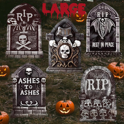 25.2inch DIY Halloween Tombstones Decorations Outdoor 5PCS Halloween Yard Signs Decoration,Halloween Graveyard Tombstones for Graves Gravestones Outdoor Decorations