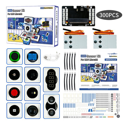 Yahboom Building Block Programming Kit Sensor Module for Kids with Micro bit V2 STEM Coding DIY Robot Kit Micro bit Programmabl Education Learn Toy for 8+