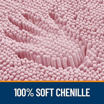 OLANLY Small Bathroom Rugs 24x16, Extra Soft Absorbent Chenille Bath Rugs, Rubber Backing Quick Dry, Machine Washable Bath Mats for Bathroom Floor, Tub and Shower, Home Decor Accessories, Dusty Rose