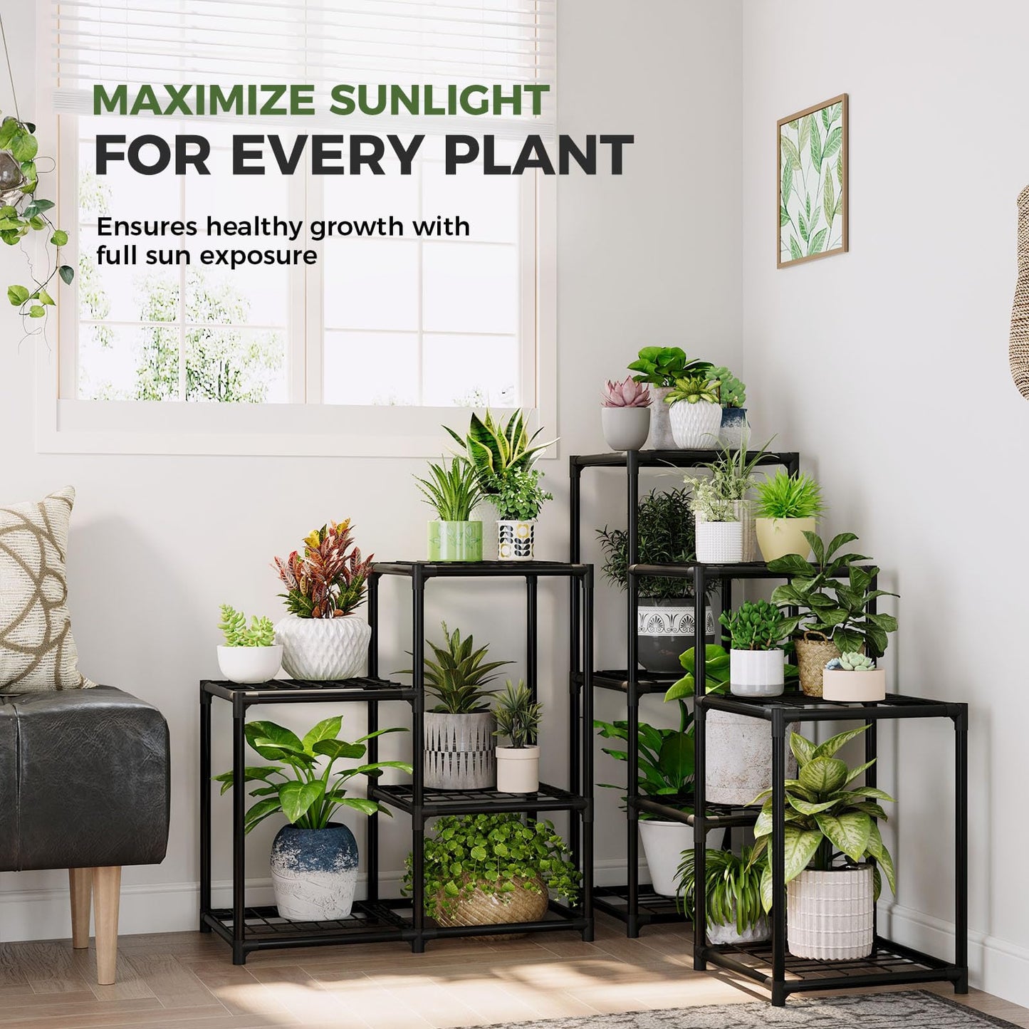 Bamworld Corner Plant Stand Indoor Metal Plant Shelf 5-Tier 11 Potted Flower Shelves Garden Black Plant Holder Rack for Garden Living Room Patio Morden Home Decor Gardening Gifts