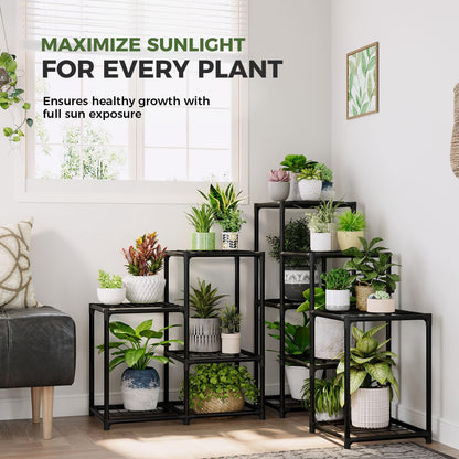 Bamworld Corner Plant Stand Indoor Metal Plant Shelf 5-Tier 11 Potted Flower Shelves Garden Black Plant Holder Rack for Garden Living Room Patio Morden Home Decor Gardening Gifts