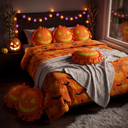 Weysat 6 Sets Halloween Pumpkin Tied Pillow Craft Kit Jack-O'-Lantern DIY Pillow Craft Gifts with Pumpkin for Halloween Home Decorative Couch Sofa Classroom Giveaways