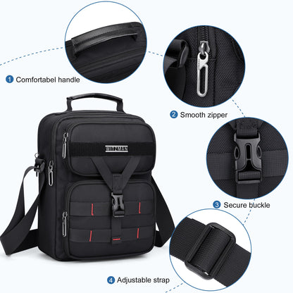 WITZMAN Crossbody Bag for Men Travel Small Shoulder Bags Lightweight Man Purse Messenger Bag for Casual Daliy Work Traveling（B707 Black）