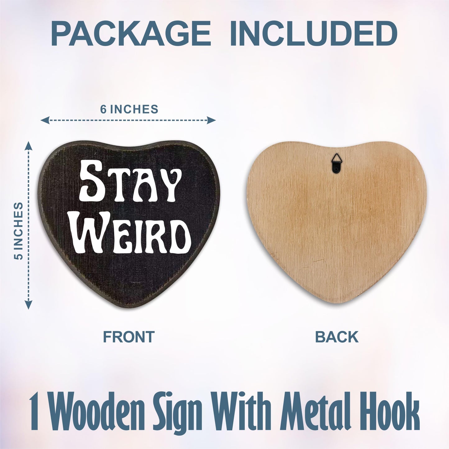 5"x 6" Wooden Plaque With A Hook -Stay Weird- Retro Gothic Wall Art, Bar, Living room, Halloween Funny Natural Pine Wood Decorative Sign, Gifts For Woman, Man, Lover, Home & Office Decoration- D06